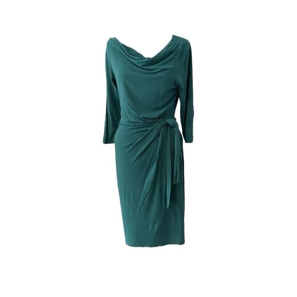 Ann Taylor Woman's Teal Cowl Neck Sheath Dress Size Small